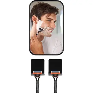 Shower Mirror Anti-Fog Shaving Mirror 4.1 * 6.5 Inch Anti-Fog Shower Mirror Swivel Bathroom Mirror Shower Accessories Bathroom Accessories with 2 Razor Holders (Black)