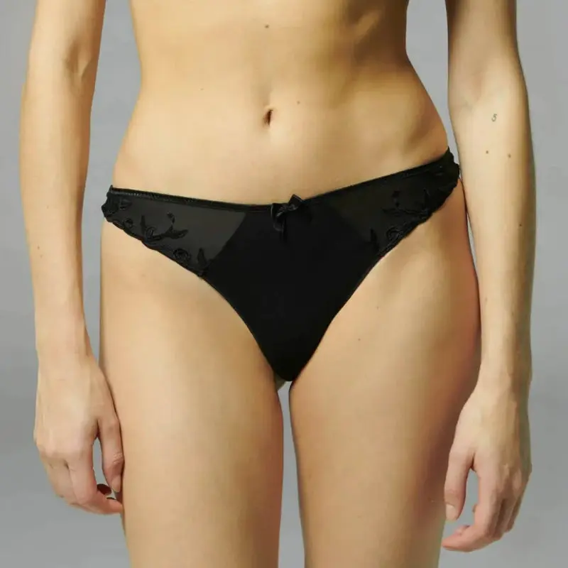 Women's Seamless Thong Panties, Low-Rise Microfiber and Polyester Blend for Second-Skin All-Day Comfort, Embroidered