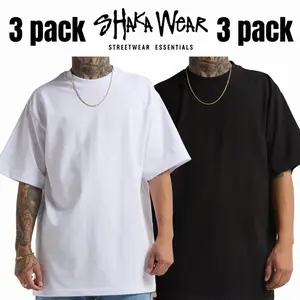 Shaka Wear Men's 3-Pack Max Heavyweight Short Sleeve Crewneck T-Shirts - Thick Yarn Cotton Apparel, Casual Layer, Hip Hop Basic