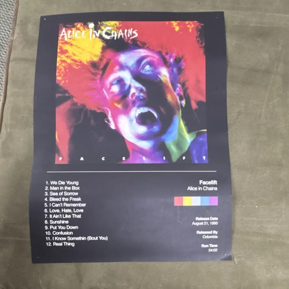 Alice in Chains Facelift Album Poster August 21, 1990 Release Date