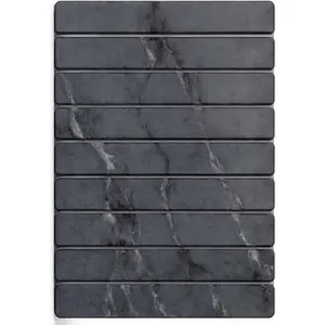 Diatomite Stone Bath Mat 24x16 Large Dark Grey, Quick Dry Bath Mat for Bathroom Floor, Non Slip Diatomaceous Earth Stone Mat, Super Absorbent Shower Kitchen Drying Mat