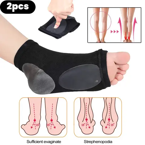 1-Pair Arch Support Sleeves with Gel Padding - Soft Elastic Foot Compression Socks for Flat Feet Relief, Plantar Fasciitis & Fatigue Comfort (Machine Washable)