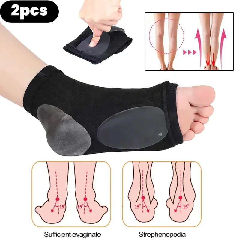 1-Pair Arch Support Sleeves with Gel Padding - Soft Elastic Foot Compression Socks for Flat Feet Relief, Plantar Fasciitis & Fatigue Comfort (Machine Washable)