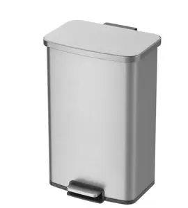 Better Homes & Gardens 13.2 Gallon Rectangular Stainless Steel Trash Can, Kitchen Step Trash Can