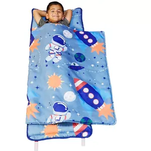 Everyday Kids Outer Space Nap Mat with Removable Pillow – Soft, Roll-Up Design with Handle and Straps – Perfect for Kids Ages 3–6, Travel & Daycare
