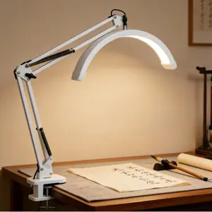 LED U-Type Half-Moon Clamp Desk Lamp, USB Powered, 160 LED Eye-Care Bulbs, 10 Brightness Levels, Adjustable Color Temperature, Beauty & Nail Care