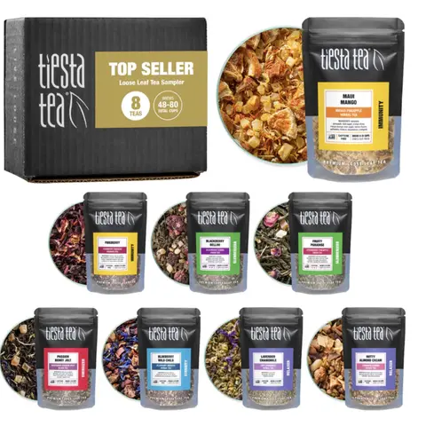 Loose Leaf Tea Sampler Set, 8 Bestselling Flavors Up to 80 Cups | Tiesta Tea