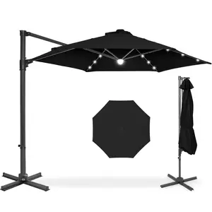Best Choice Products 10ft 360° Rotating Cantilever Easy Auto Open Patio Umbrella w/ Solar LED Lights
