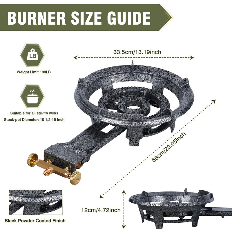Bestfire 90,000 BTU Single Burner Outdoor Stove: Portable 13" Cast Iron Propane Burner with Adjustable Pressure Regulator，Perfect for Outdoor Cooking