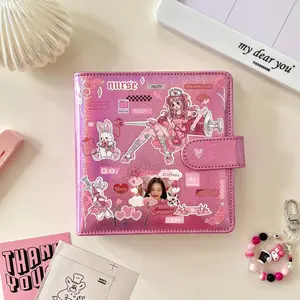 New Square Laser Bling PU Leather Photocards Collect Book Binder Notebook Cover Diary Agenda Planner Stationery