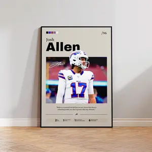 J0sh Poster Art, Josh Allen Print Decor, Football Art