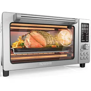 Nuwave Bravo Pro Smart 21QT Toaster Oven Air Fryer Combo, Convection Oven Countertop, 10 functions all in 1, with even & quick crisp technology, 50-450°F, 1800W, Stainless Steel