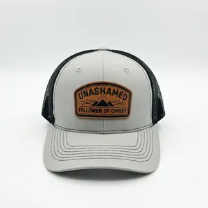 Unashamed Follower of Christ Trucker Hat, Christian Leather Patch Cap, Adjustable Snapback, Breathable Mesh Back, Faith Based Gift for Men, Church Hat, Casual Outdoor Cap