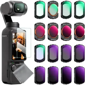K&F CONCEPT 16-pack Filters Compatible with DJI Osmo Pocket 3, Magnetic UV CPL ND Black Diffusion Light Pollution Filter Kit