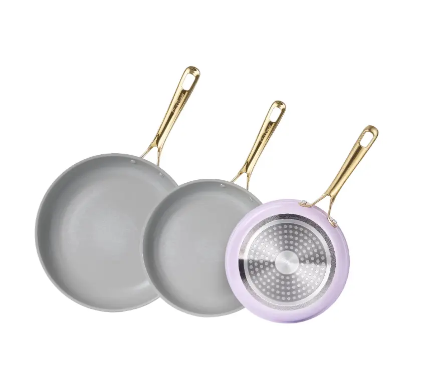 Chef Power 3 Piece Induction Compatible Ceramic Non Stick Cookware Set, Light Purple