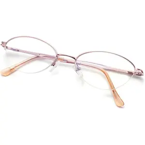 THE WELL KEPT Oval Progressive Multifocus Reading Glasses - for Women Metal Frame Blue Light Blocking Readers with Spring Hinge