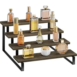 4 Tier Wooden Display Riser Stand Perfume Organizer Stands, Tiered Cupcake Stand Holder, Spice Rack Organizer, Display Shelves Riser Stand Organizer for Decoration, Display Rack Stand Perfume Holder