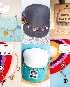 Boujee Trucker Hat Bar Chain with Checkered Design & Decorative Accents Adjustable One Size Fits Most Customizable Fun Stylish Accessory for Casual Baseball Cap Unisex