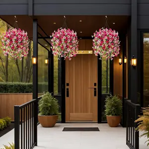 Vibrant Hanging Daisy Artificial Flowers 4Pcs Anti-UV Plastic Decorative Floral Spring Summer Outdoor Wedding Garden Decoration Balcony Decor