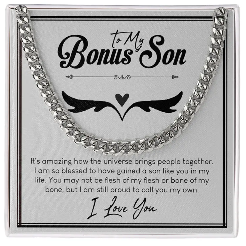 Son Necklace, Bonus Son Necklace Gift, Stepson Christmas Gift, Graduation Gifts Cuban Link Chain Necklace
