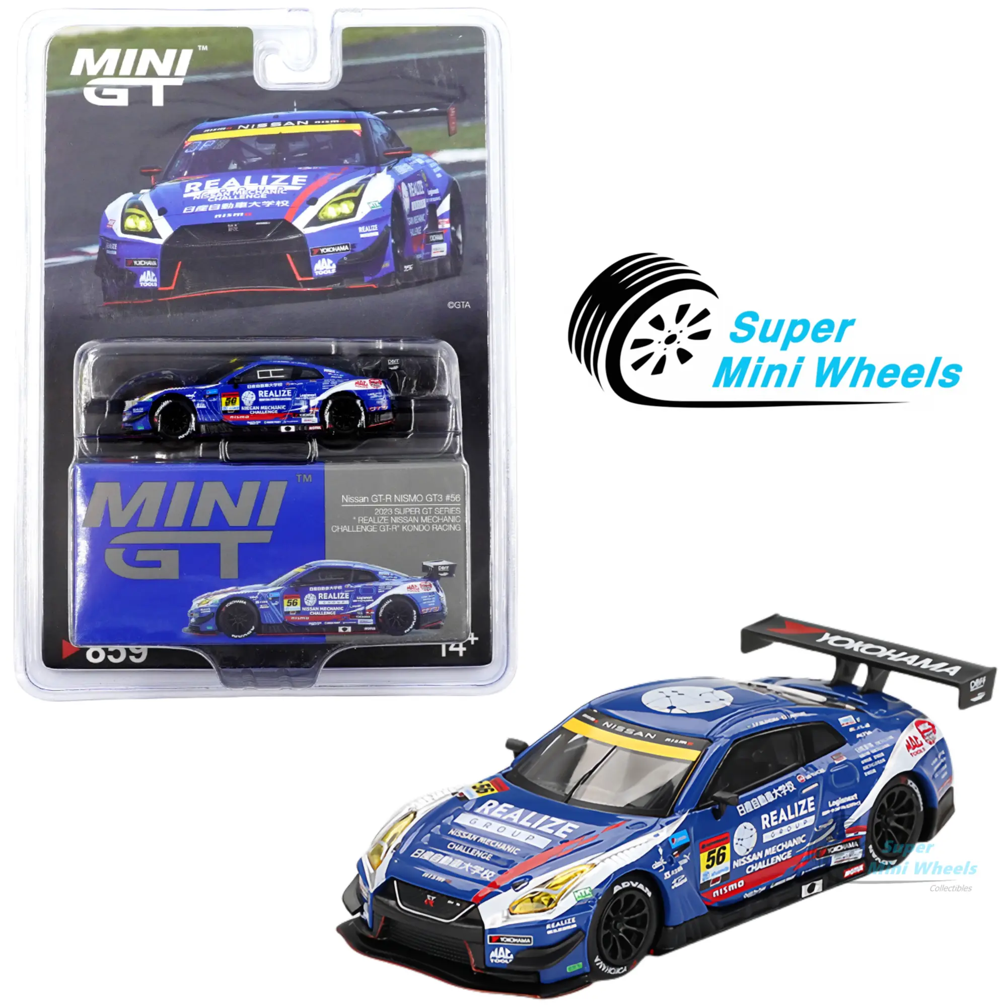 Mini GT 1:64 Nissan GT-R NISMO GT3 #56 REALIZE NISSAN MECHANIC CHALLENGE #859
