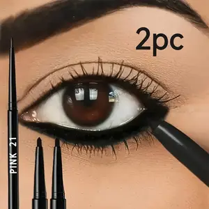 2 Waterproof & Sweat-Proof Black Eyeliner Pencils - Long Lasting, Smudge Proof with a Glide Formula for Bold Eye Makeup | Rich Color and Natural Finish Longwear Eye Liner