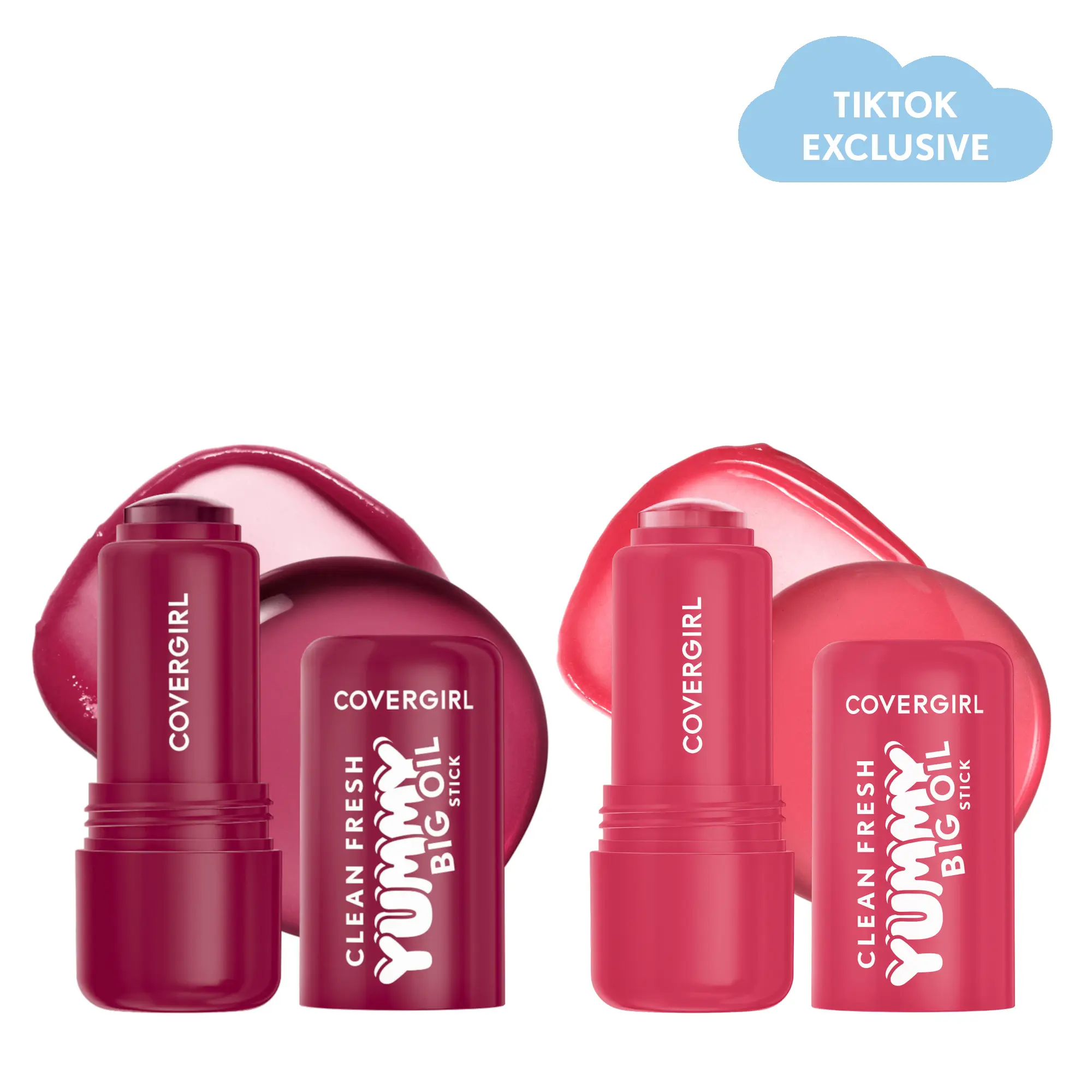 COVERGIRL Clean Fresh Yummy Big Oil Stick Duo, Hydrating Tinted Lip Oil with Dewy Shine