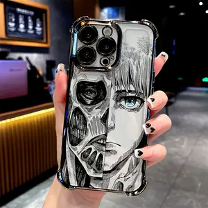 Anime-themed phone cases featuring intense Titan battles, compatible with iPhone 17, 16, 15, 14, 13, 12, 11 Pro Max Plus, Air, and iPhone X XS Max. An ideal gift for friends and family.