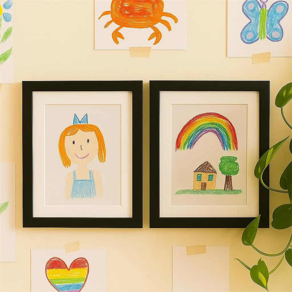 2 Pcs A4 Kids Artwork Display Frame, MDF Picture Frame for Children’s Drawings, Front-Loading Storage Frame, Holds Up to 150 Artworks, Wall-Mount Hanging Frame