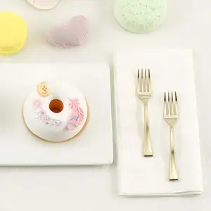 24-Pack Plastic Mini Dessert Forks 4" Gold - Heavy Duty Disposable Appetizer Forks