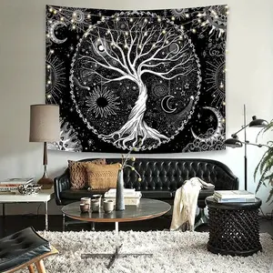 1Pc tree of life tapestry black and white tapestry bedroom spiritual aesthetics tree tapestry aesthetics tapestry aesthetics tapestry wall hanging bedroom black Home Bedroom Decor