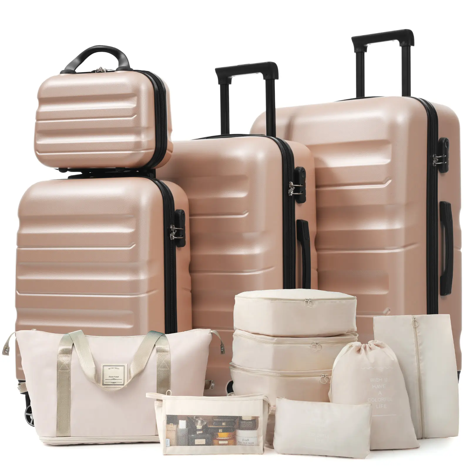 Hardshell ABS Luggage Set - Lightweight & Durable Suitcases with Dual Spinner Wheels, Carry-On & Check-In Sizes for Travel & Business Traveling Bag