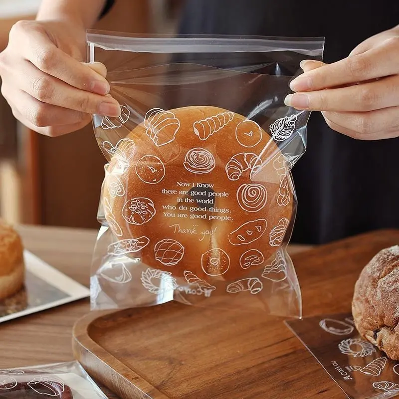 [Clearance Sale]50/100/200 reusable transparent biscuit bags, 5x7 inch self sealing glass paper bags, used for packaging biscuits, bread, candies, suitable for kitchens and dessert shops