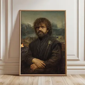 Tyrion Lannister Retro Quirky Design Wall Art Print for Modern Interiors 8x12 to 27x40 inches, GOT mona lisa Tyrion Poster