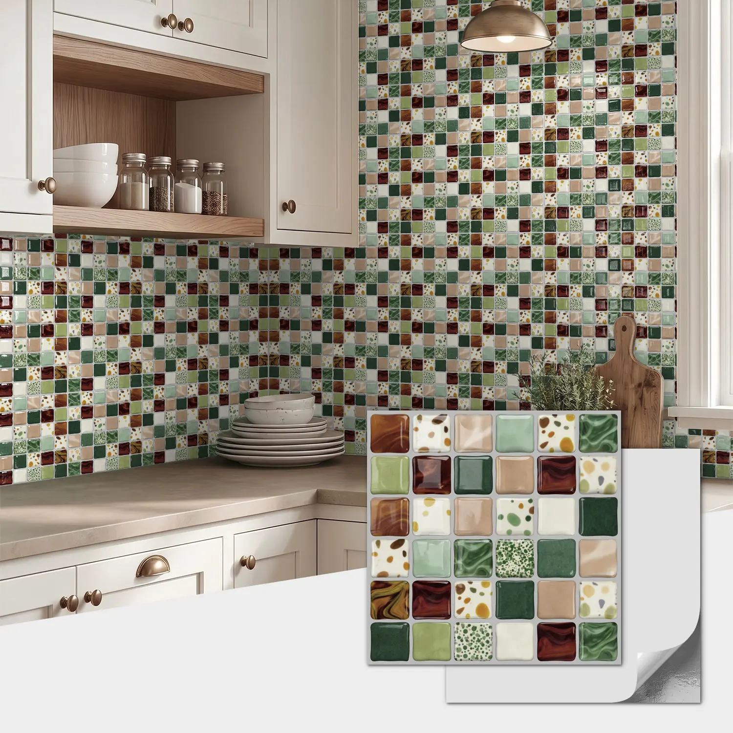 Self-Adhesive Mosaic Wall Tiles - 3D Crystal Epoxy Stickers,HD Printed Waterproof Stickers With Thick Backing, Easy Peel & Stick For Kitchen Bathroom Living Room Accent Walls(12/24 Pieces)