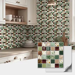 Self-Adhesive Mosaic Wall Tiles - 3D Crystal Epoxy Stickers,HD Printed Waterproof Stickers With Thick Backing, Easy Peel & Stick For Kitchen Bathroom Living Room(12/24 Pieces)