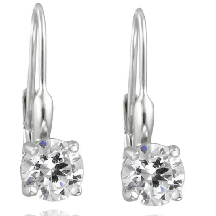 5/8ct Lever Back Dangle Hoops 14K White Gold Earrings Lab Grown