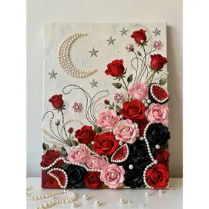 Pearl painting DIY creative handmade beautiful high-end decorative painting set, self-adhesive pearl hanging painting, creative handmade material package, home decoration handmade art painting homemade gift