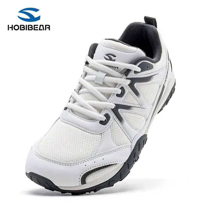 HOBIBEAR Men's-Women's Wide Toe Box Lace-Up Casual Trainers, Breathable Mesh Outdoor Hiking Shoes, Rubber Outsole Lightweight Travel Casual Wear Sneakers