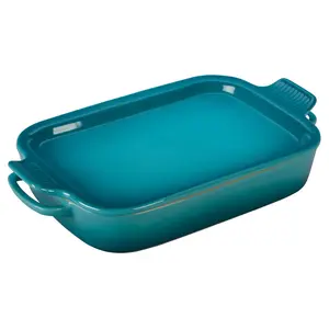 Le Creuset 3 Qt. Rectangular Heritage Baking Dish with Platter Lid | Caribbean Blue