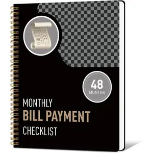 Undated Monthly Bill Payment - 48-Month Undated Financial Organizer with Income , Savings & Debt Management, Yearly Goals, Expense  8x10 In, Black