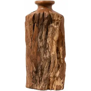 Vitex Pubescens Vahl Wooden Vase, Handcrafted from a Single Block of  ,  Decorative Vase, 11.8" H x 5"x6.5" D