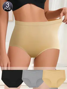 QUASTI 3PCS Seamless Shapewear Tummy Control Underwear for Women - Smooth Stretch Fit, Cooling Gusset, Secure Stay-put, Feather-light Feel, S-XXL