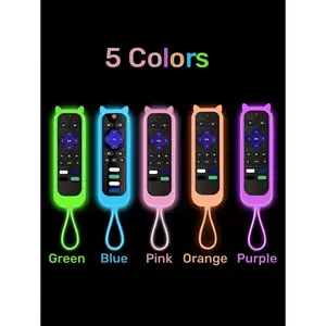 Silicone Remote Control Cover For Roku TV Remote/Roku Simple Remote/Roku Voice Remote (Not With Headphone Jack) For School,Office,Household,Travel,Bag,Organizer,Storage