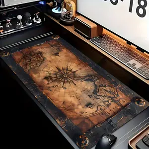 Vintage Nautical Map Mouse Pad, 60x35cm (35.4"x15.7") Single-Side Full Print Thick Smooth Non-Slip Mat, Precise Motion Support for Gamers' PC/Laptop Office Use, Maritime Chart Desk Pad with Vintage Aesthetic