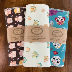 Limited Run II - 6 Pack of 100% Cotton Flannel Paper Towel Replacement - Eco-Friendly Kitchen 10x12 Size, Machine Washable, Reusable Absorbent