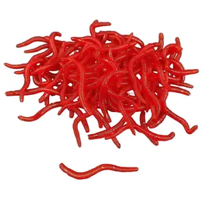 100pcs Realistic Worm Fishing Lures, 8cm/0.4g Fish Bait, Natural Smell, Soft Plastic Earthworm Baits for Anglers