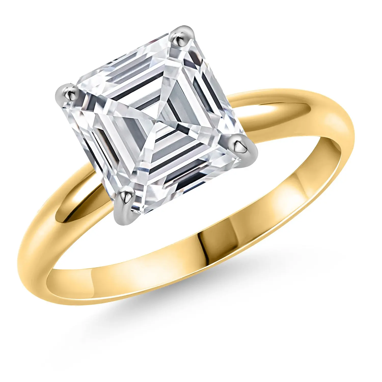 5.00 Ct IGI Certified Lab Grown Diamond 14K Two-Tone Gold Solitaire Engagement Ring for Women | Asscher Cut | D-E Color | VS1-VS2 Clarity