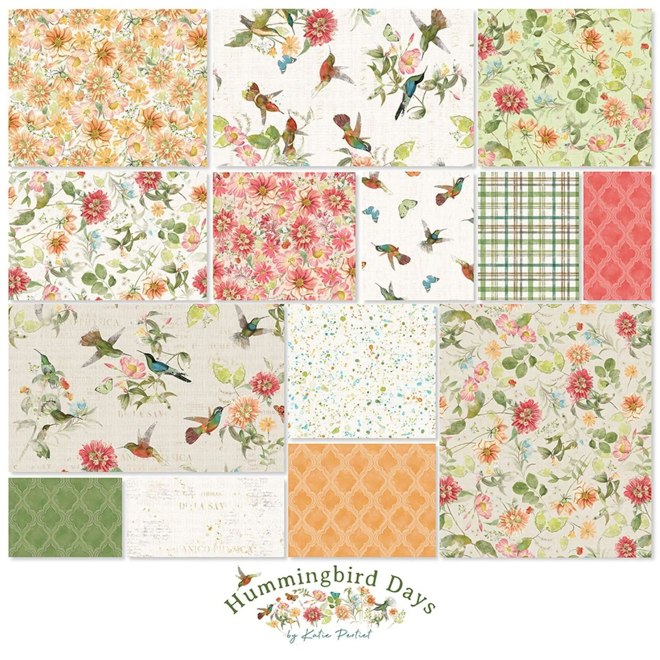 Hummingbird Days Charm Pack by Clothworks | Floral 10” Fabric Squares
