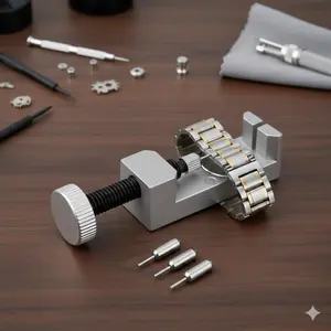 Professional Watch Band Link Remover Tool Kit, DIY Anti-Slip Handle Size Adjuster, Anti-Scratch Durable Bracelet Pliers with Portable Case for Home & Travel, Essential Watch Repair Tools for Easy Length Adjustment, Tool Accessories